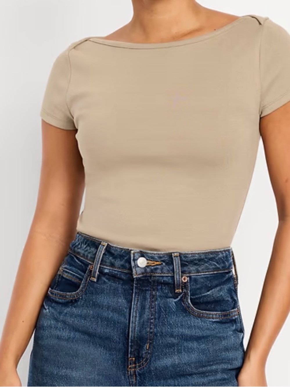 BUNDLE Women’s Old Navy Short Sleeve Boatneck Top in Beige and White